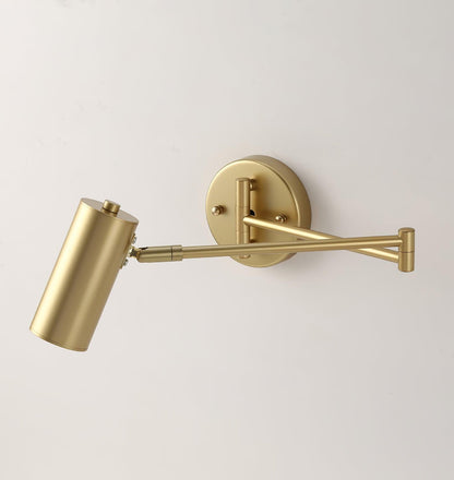 Swivel-Arm LED Wall Light with Extending Bracket for Bedroom Hallway Reading Nook Task Lighting Modern Dimmable Fixture Gold Black