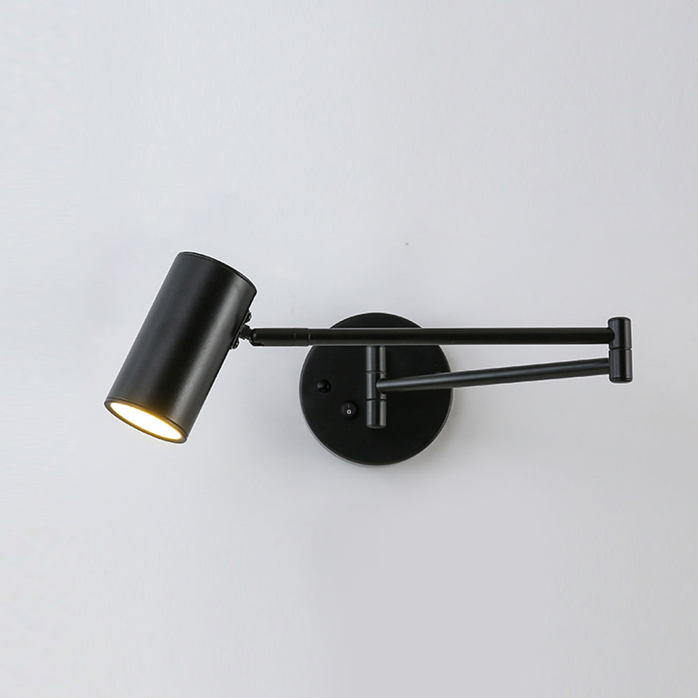 Swivel-Arm LED Wall Light with Extending Bracket for Bedroom Hallway Reading Nook Task Lighting Modern Dimmable Fixture Gold Black