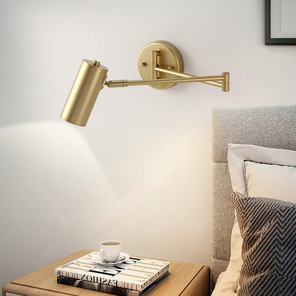 Swivel-Arm LED Wall Light with Extending Bracket for Bedroom Hallway Reading Nook Task Lighting Modern Dimmable Fixture Gold Black