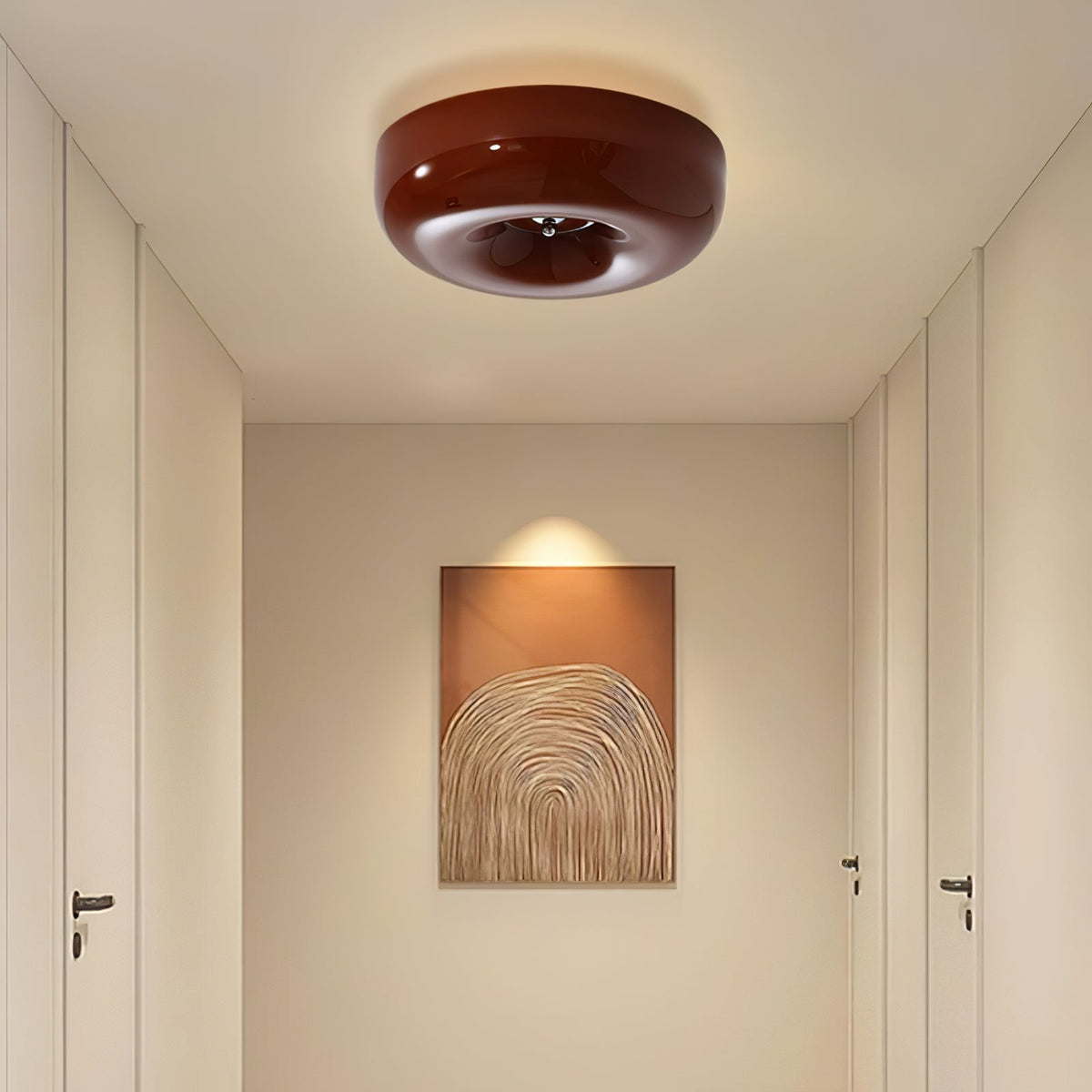 Swirled Glass Flush Mount Ceiling Light with Integrated LED – Chrome Finish – Dimmable Warm White – Modern Ceiling Lamp for Bedroom Living