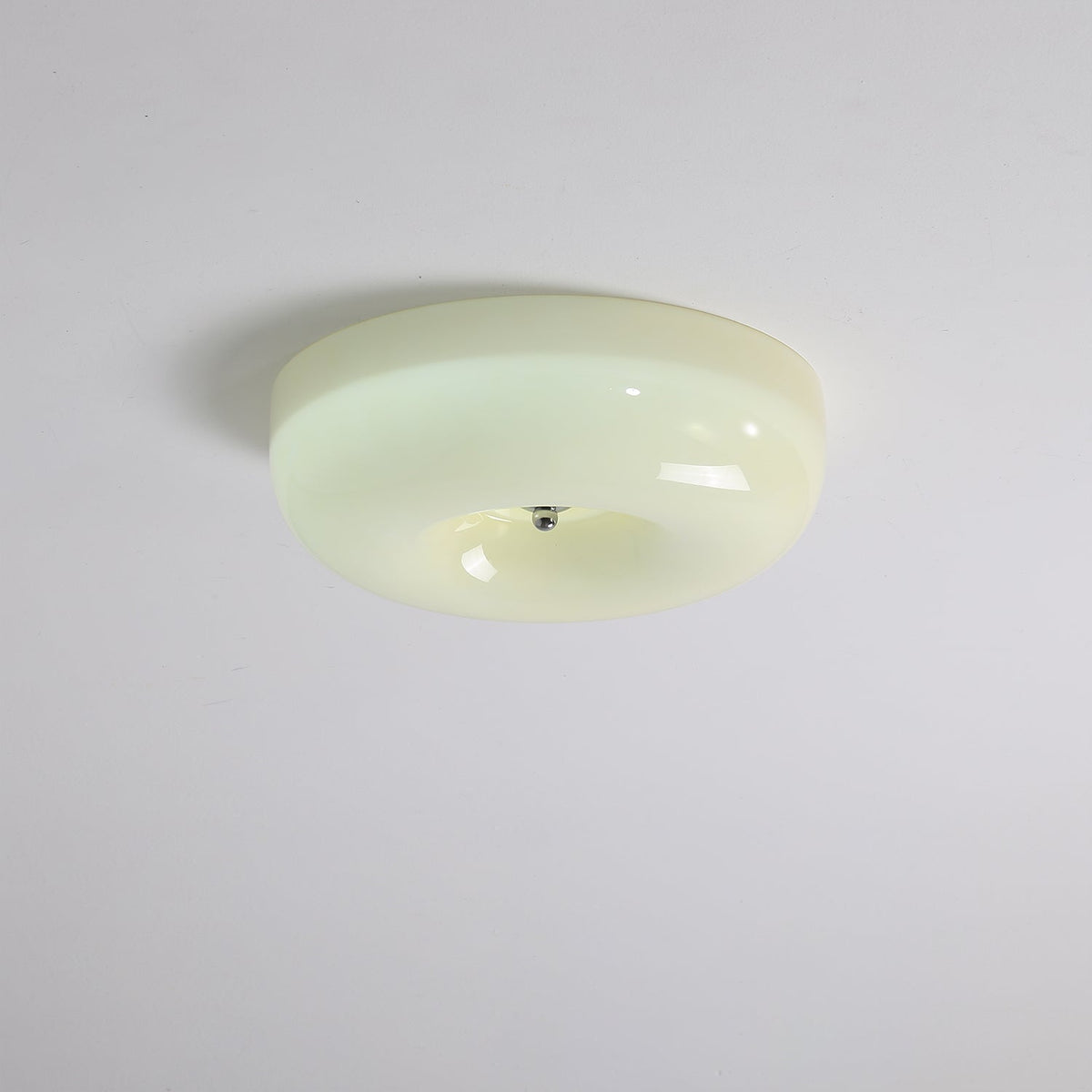 LED Flush Mount Light Fixture Chrome Textured Glass Shade Integrated Lighting 16 in Round Low Profile for Bedroom Living Room Dining Room Co