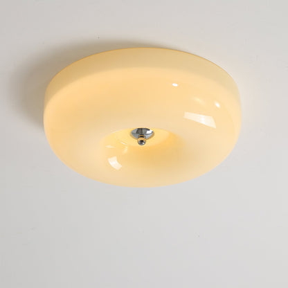 Swirled Glass Flush Mount Ceiling Light with Integrated LED – Chrome Finish – Dimmable Warm White – Modern Ceiling Lamp for Bedroom Living
