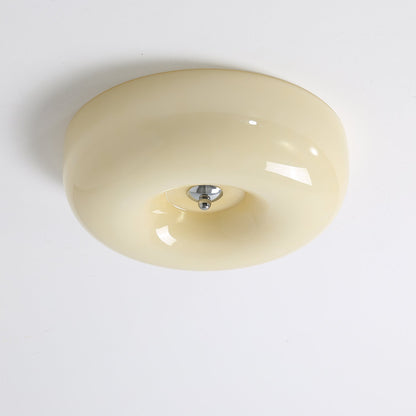 LED Flush Mount Light Fixture Chrome Textured Glass Shade Integrated Lighting 16 in Round Low Profile for Bedroom Living Room Dining Room Co