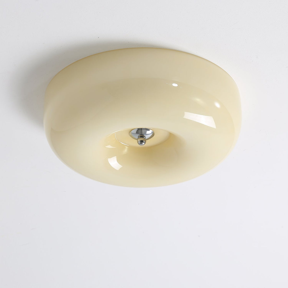 Swirled Glass Flush Mount Ceiling Light with Integrated LED – Chrome Finish – Dimmable Warm White – Modern Ceiling Lamp for Bedroom Living