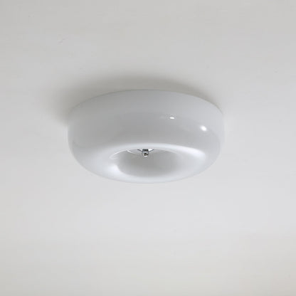 Round Glass Flush Mount LED Light Fixture – Adjustable 3000K/4000K/6000K Integrated Overhead Lighting for Bedrooms, Hallways & Low-Ceiling L