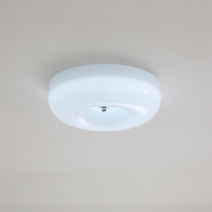 Swirled Glass Flush Mount Ceiling Light with Integrated LED – Chrome Finish – Dimmable Warm White – Modern Ceiling Lamp for Bedroom Living