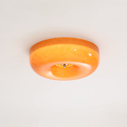 Swirled Glass Flush Mount Ceiling Light with Integrated LED – Chrome Finish – Dimmable Warm White – Modern Ceiling Lamp for Bedroom Living