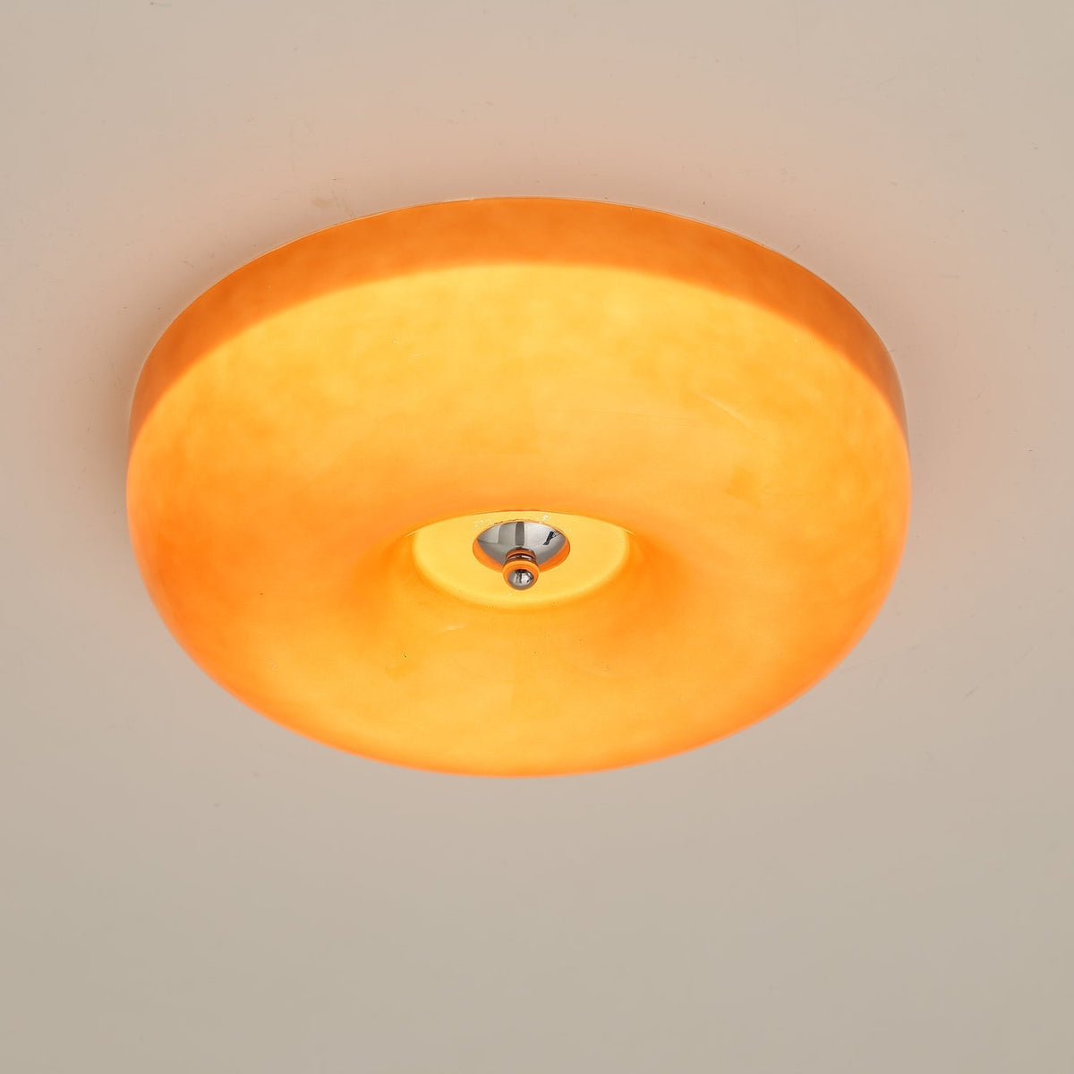 Swirled Glass Flush Mount Ceiling Light with Integrated LED – Chrome Finish – Dimmable Warm White – Modern Ceiling Lamp for Bedroom Living