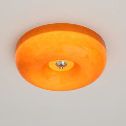 Round Glass Flush Mount LED Light Fixture – Adjustable 3000K/4000K/6000K Integrated Overhead Lighting for Bedrooms, Hallways & Low-Ceiling L