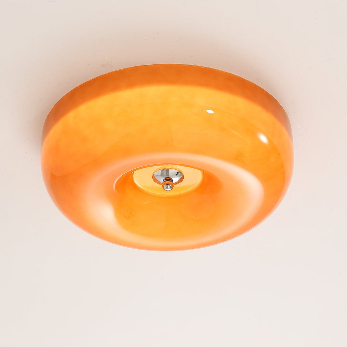 LED Flush Mount Light Fixture Chrome Textured Glass Shade Integrated Lighting 16 in Round Low Profile for Bedroom Living Room Dining Room Co