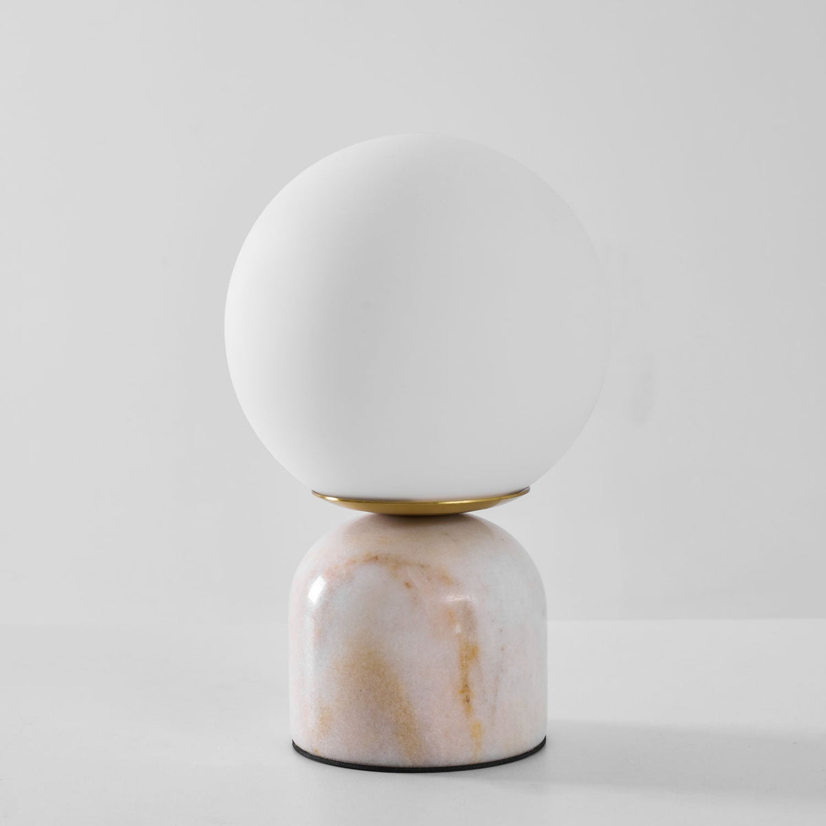 Spherical Glass Globe Accent Lamp with Natural Stone Base for Desk, Nightstand & Side Table | Modern Minimalist Home Lighting Fixture