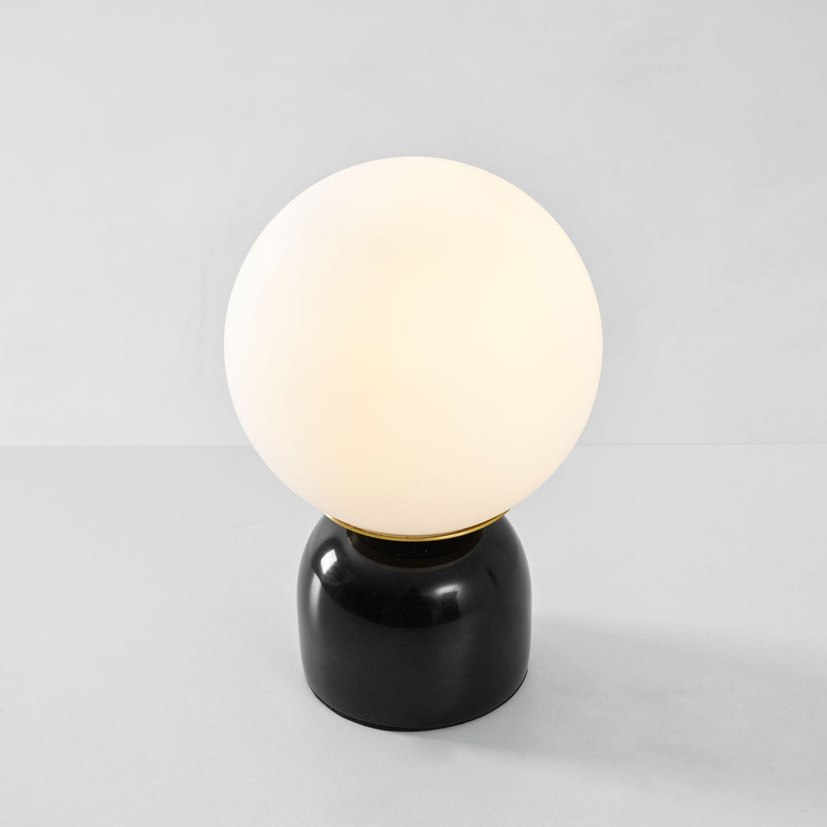 Spherical Glass Globe Accent Lamp with Natural Stone Base for Desk, Nightstand & Side Table | Modern Minimalist Home Lighting Fixture