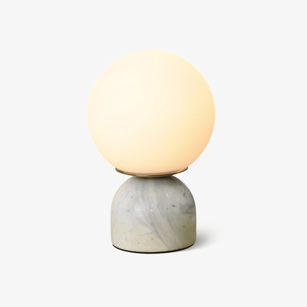 Spherical Glass Globe Accent Lamp with Natural Stone Base for Desk, Nightstand & Side Table | Modern Minimalist Home Lighting Fixture