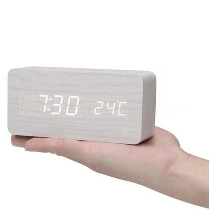 GLOWWOOD – Stylish Wooden LED Alarm Clock for Modern Spaces