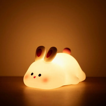Rechargeable Silicone Animal Nursery Light with Auto Shut-Off & Touch Dimming for Babies and Toddlers
