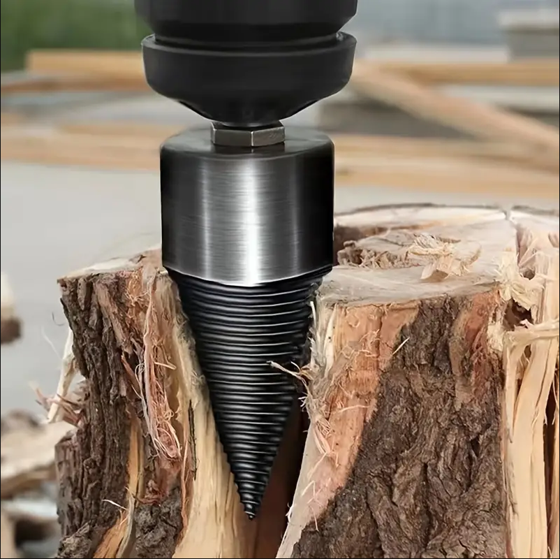 Firewood Splitting Drill Bit for Power Tools - High Carbon Steel Wood Splitter Attachment for Electric Drills - Fits All Drill Sizes