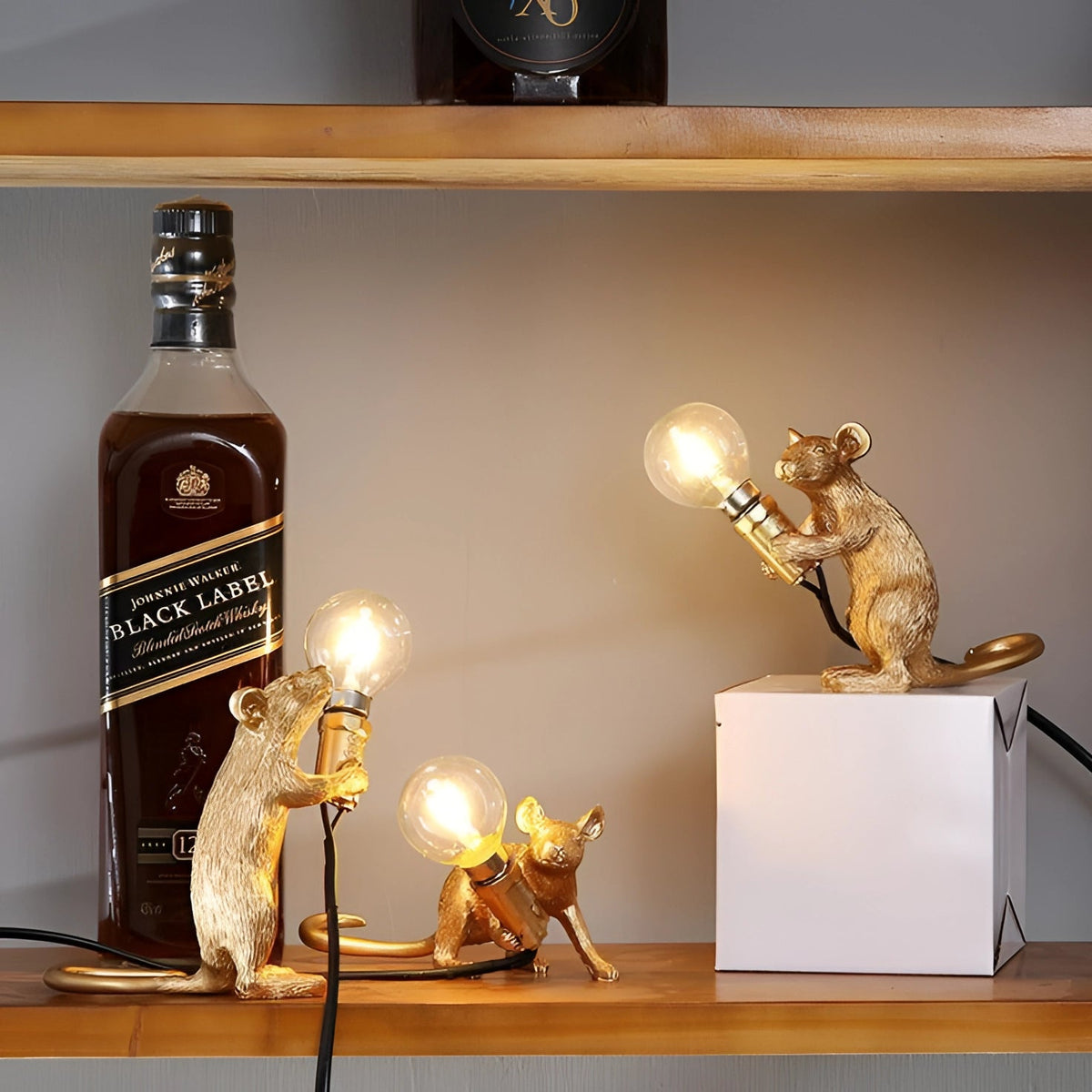 Whimsical Decor | Gold Mouse Lamp with Unique Animal Design | Stylish Lighting for Home Ambiance