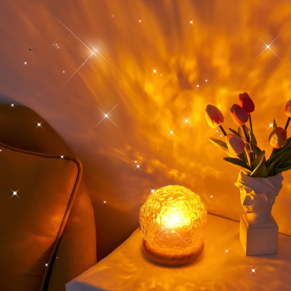 Celestial Mood Projector | Star-Pattern Lamp with Calming Projections | Elegant Design for Relaxation