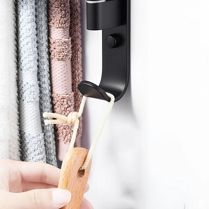 Towelix | Wall-Mounted Black Towel Rack with 5 Swivel Arms | Space-Saving Organizer for Stylish Bathrooms