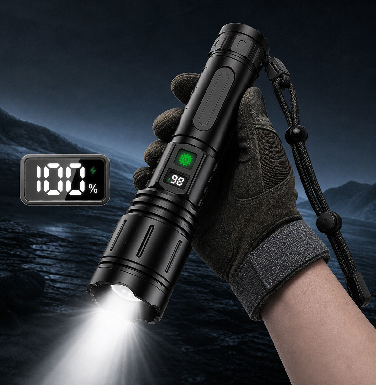 Tactical LED Flashlight | Rechargeable 100,000 Lumens with 5 Modes | Durable Design for Outdoor Adventures