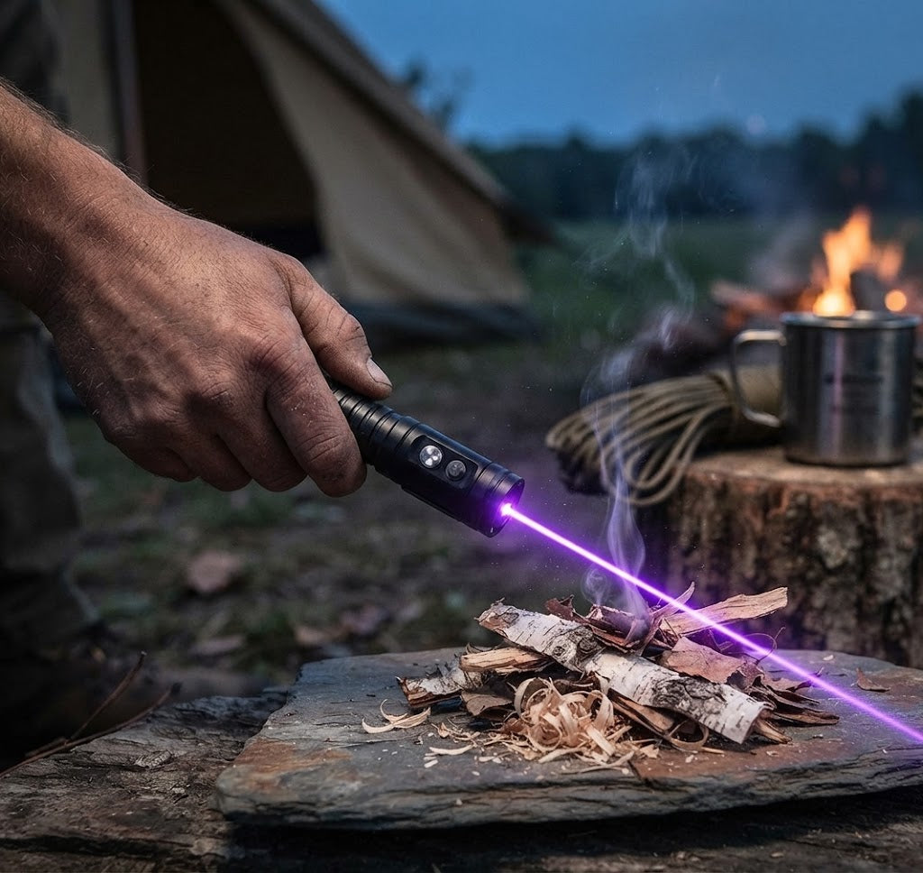 Tactical Laser Torch | Multifunction Outdoor Tool with Fast Fire Ignition | Adjustable Focus for Camping and Survival