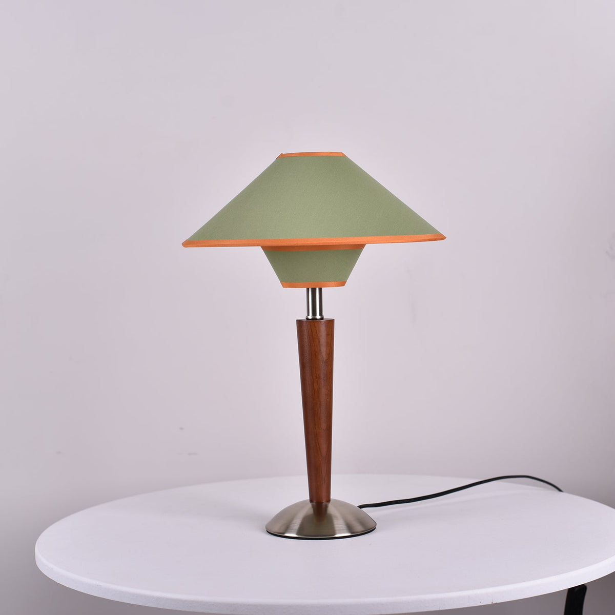 Fabric Shade Table Lamp 17 in for Nightstand & Side Table - Wood Base with E26 Socket for Bedroom Living Room Office Desk Reading Light Mini