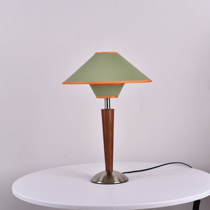 Fabric Shade Table Lamp 17 in for Nightstand & Side Table - Wood Base with E26 Socket for Bedroom Living Room Office Desk Reading Light Mini