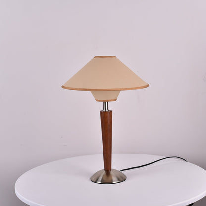 Fabric Shade Table Lamp 17 in for Nightstand & Side Table - Wood Base with E26 Socket for Bedroom Living Room Office Desk Reading Light Mini