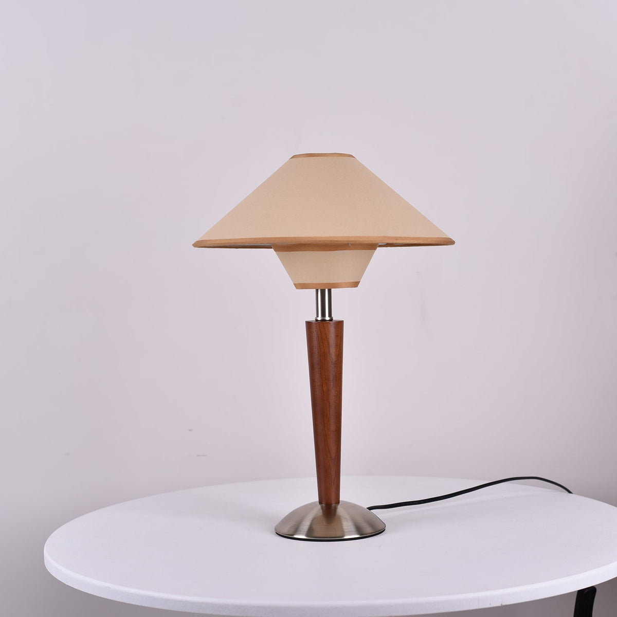 Fabric Shade Table Lamp 17 in for Nightstand & Side Table - Wood Base with E26 Socket for Bedroom Living Room Office Desk Reading Light Mini
