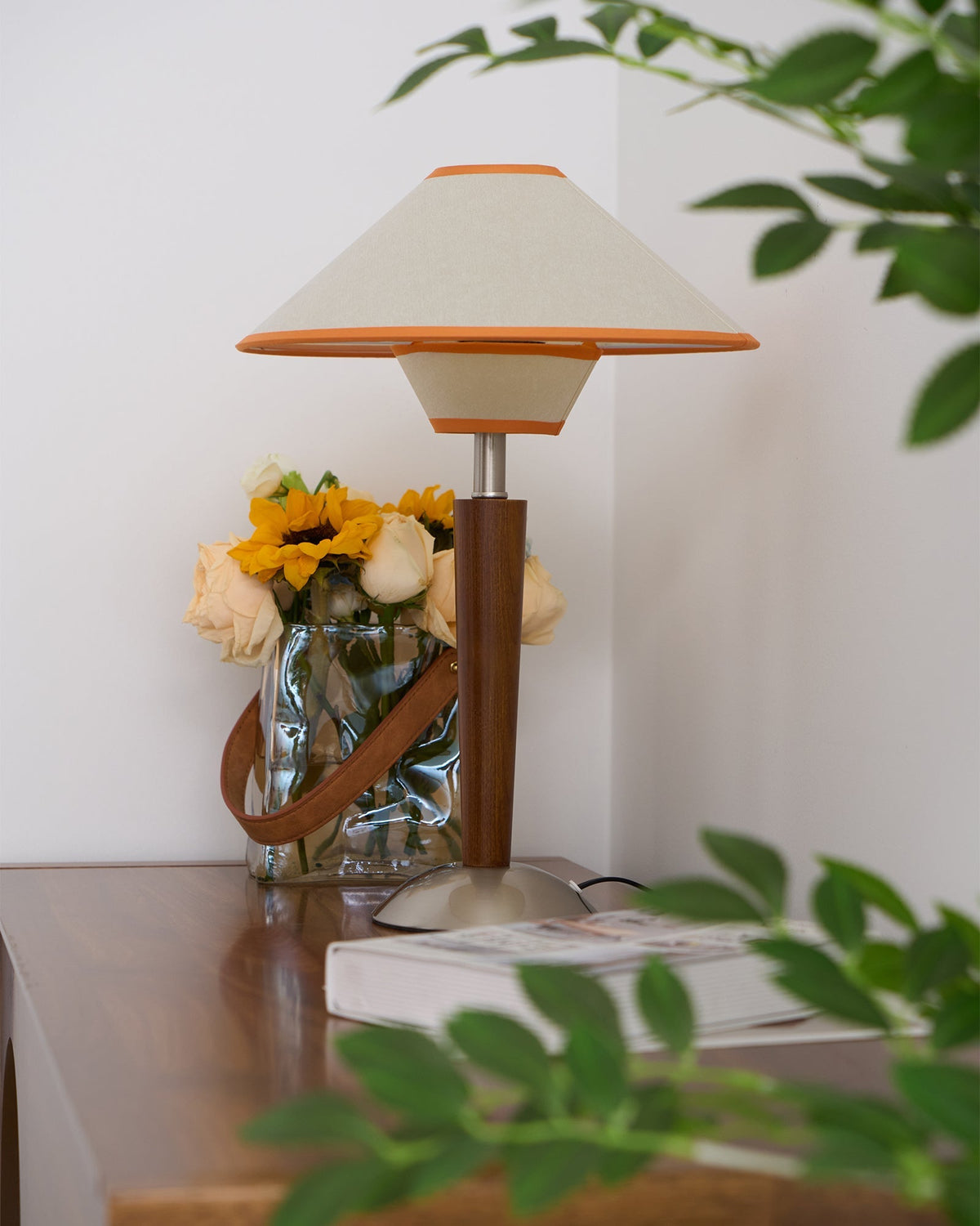 Fabric Shade Table Lamp 17 in for Nightstand & Side Table - Wood Base with E26 Socket for Bedroom Living Room Office Desk Reading Light Mini
