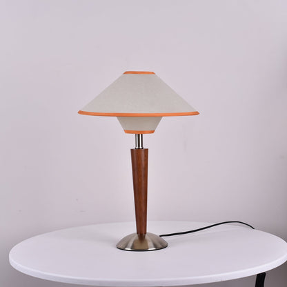 Fabric Shade Table Lamp 17 in for Nightstand & Side Table - Wood Base with E26 Socket for Bedroom Living Room Office Desk Reading Light Mini