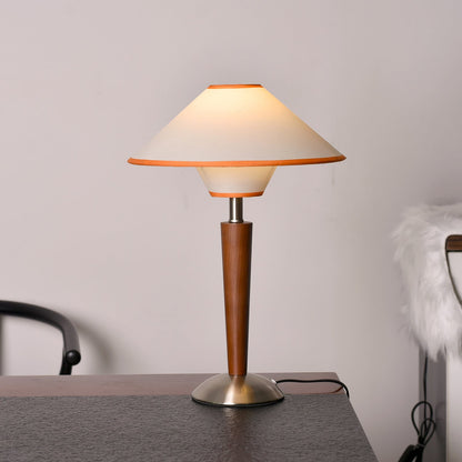 Fabric Shade Table Lamp 17 in for Nightstand & Side Table - Wood Base with E26 Socket for Bedroom Living Room Office Desk Reading Light Mini
