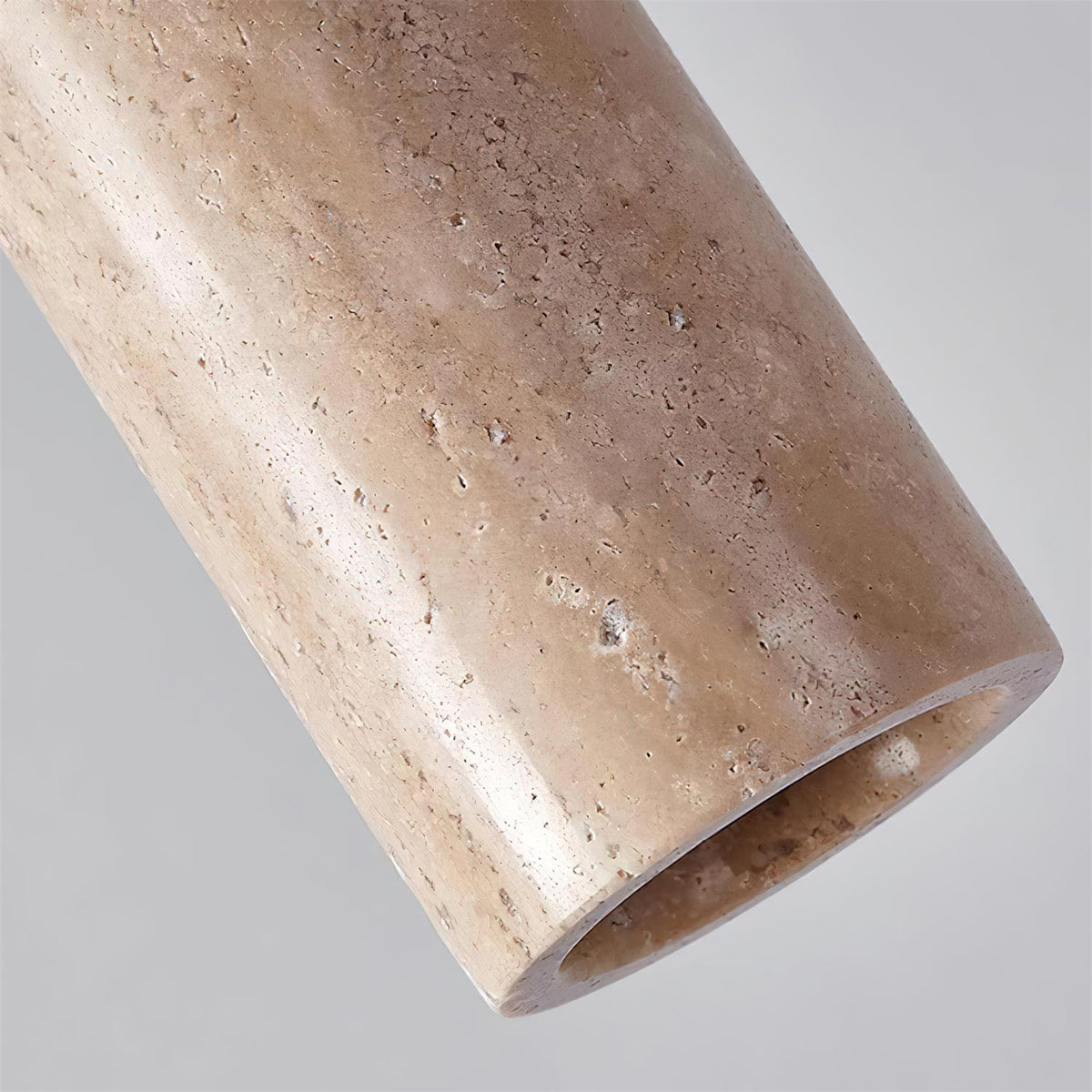 Stone Cylinder Hanging Fixture Natural Wood Accent LED Warm Glow Dining Room Kitchen Island Entryway Ceiling Light 10 inch Neutral Tone Mini