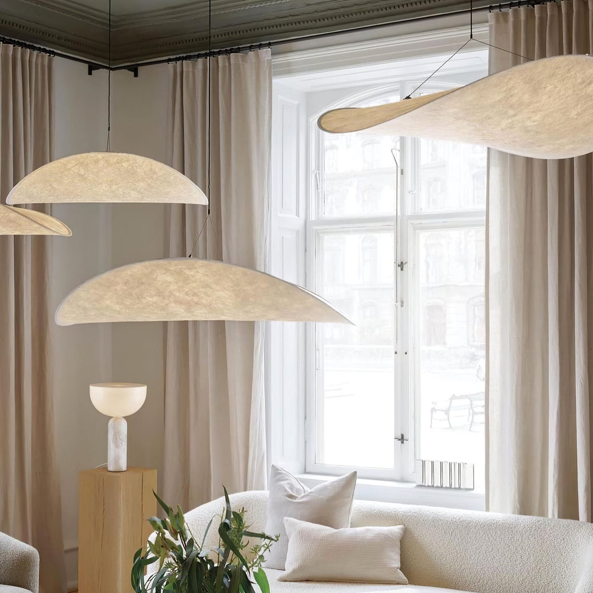 Oversized Paper Drum Shade Hanging Light Fixture Adjustable Height Contemporary Kitchen Island Chandelier Dining Room Ceiling Suspension Lam