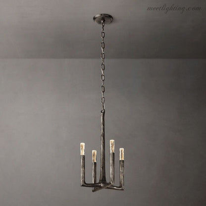 Handcrafted Metal Dome Pendant Light with Glass Diffusers for Kitchen Island and Dining Room – 4-Light Ceiling Fixture, Adjustable Height