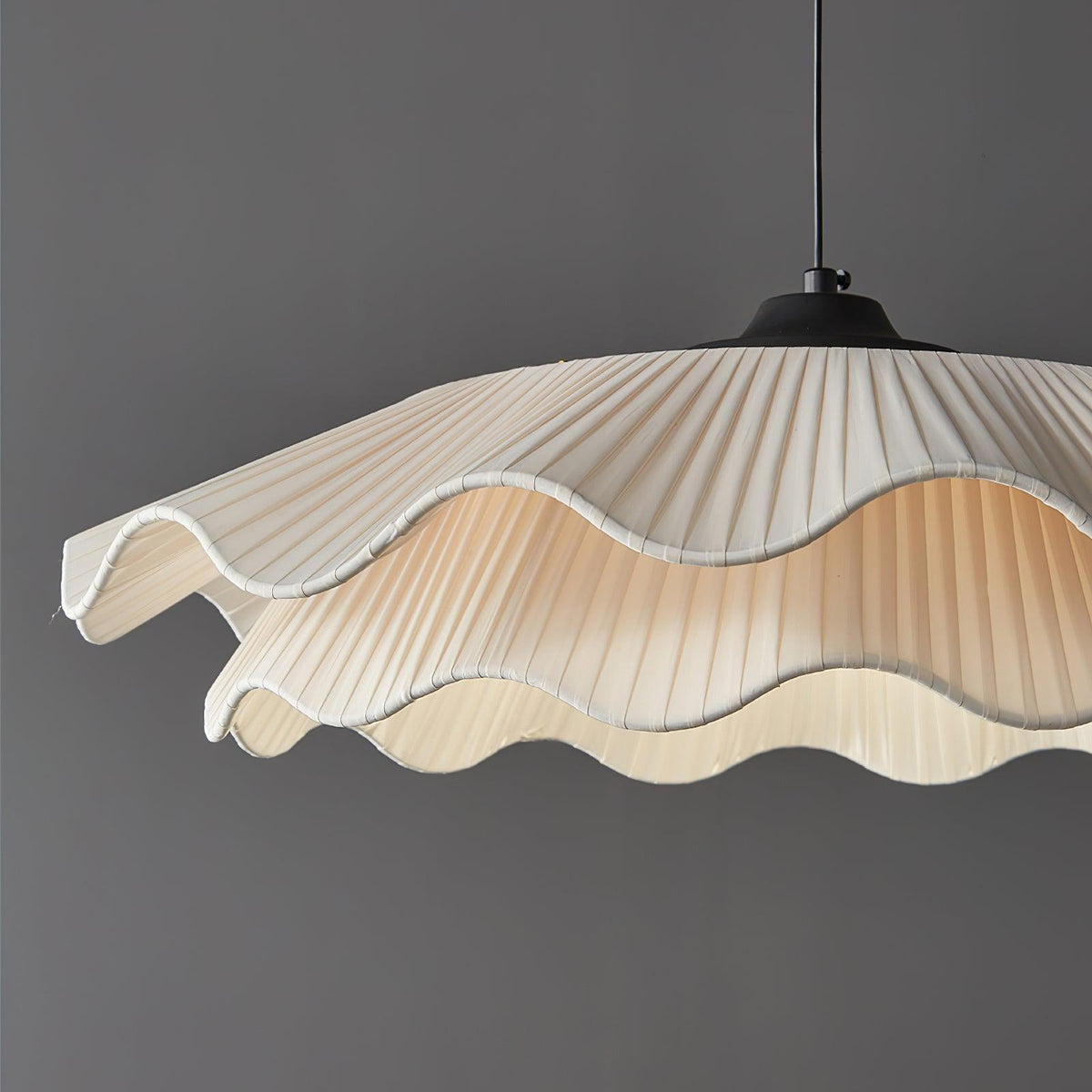 Adjustable Hanging Fixture with Metal & Cloth Shade for Overhead Illumination in Dining Spaces
