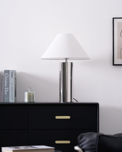 Fabric Shade Bedside Lamp with Metal Base 16-Inch White Reading Light for Nightstands Desks Home Office Bedroom