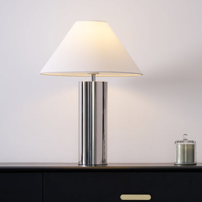 Fabric Shade Bedside Lamp with Metal Base 16-Inch White Reading Light for Nightstands Desks Home Office Bedroom