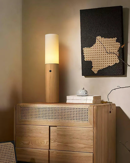 Wooden Standing Lamp 39 Inches Tall with Adjustable LED Light for Bedroom Living Room Reading Nook Slim Profile Modern Corner Lighting