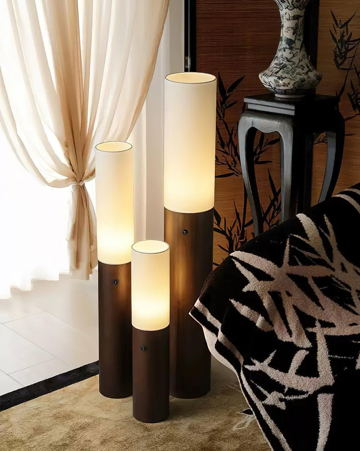 Wooden Standing Lamp 39 Inches Tall with Adjustable LED Light for Bedroom Living Room Reading Nook Slim Profile Modern Corner Lighting