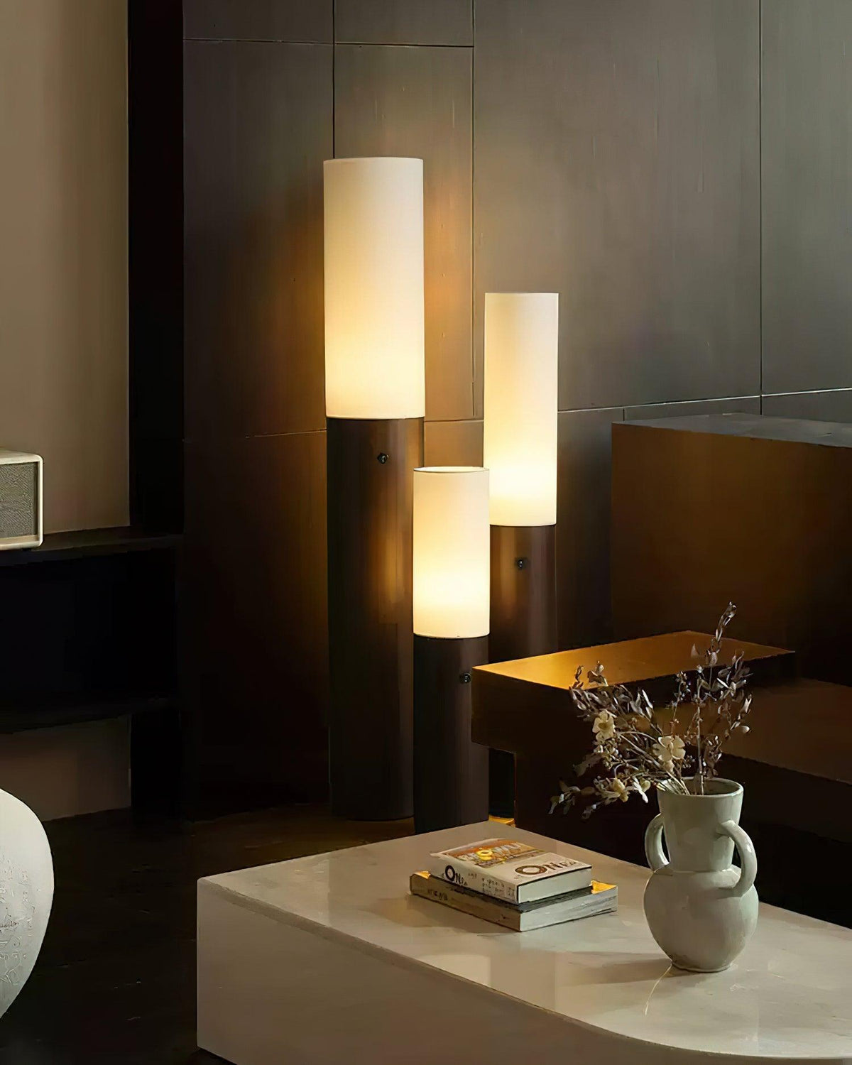 Wooden Standing Lamp 39 Inches Tall with Adjustable LED Light for Bedroom Living Room Reading Nook Slim Profile Modern Corner Lighting
