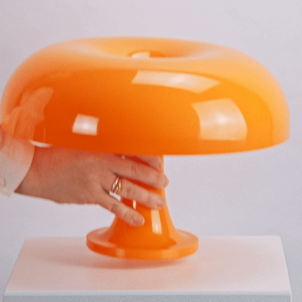 Sculptural Acrylic Nightstand Lamp Blood Orange 13 in Wide Ambient Bedside Light with Warm LED for Bedroom Office Living Room Decorative Acc