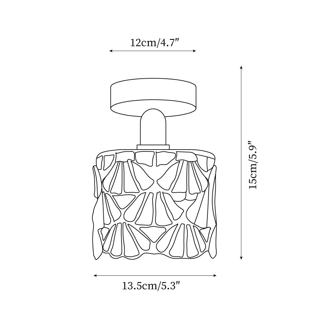 Flush Mount Glass Shade Ceiling Fixture 5 inch Brass Finish for Bathroom Bedroom Hallway Warm Ambient Lighting Vintage Style Decorative Home