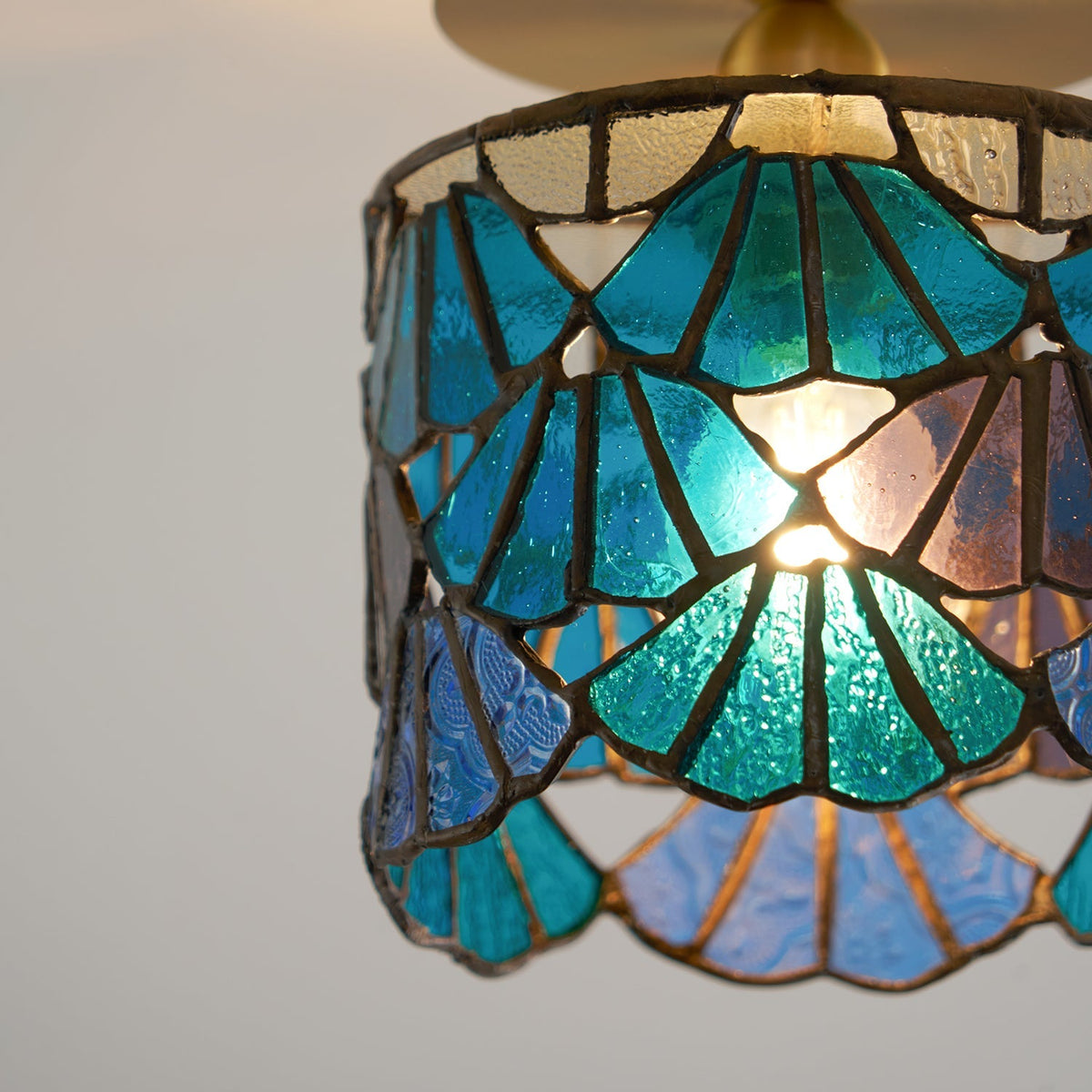 Flush Mount Glass Shade Ceiling Fixture 5 inch Brass Finish for Bathroom Bedroom Hallway Warm Ambient Lighting Vintage Style Decorative Home