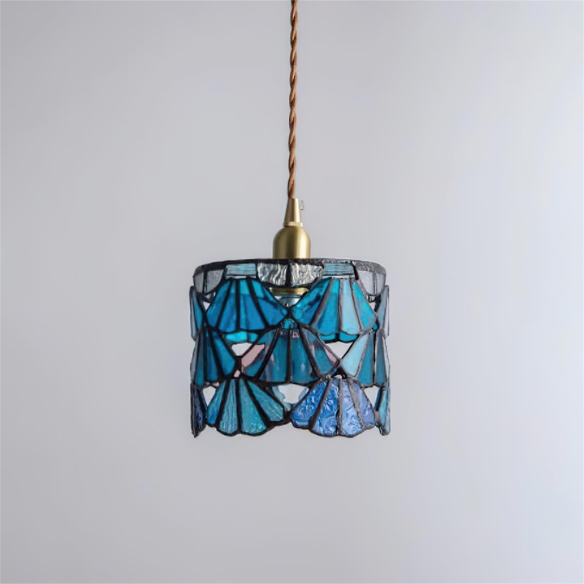 Hanging Ceiling Lamp with Tinted Glass Shade 5.3 Inches for Dining Room, Kitchen Island, Bedroom Decor, Brass Accent Fixture, Adjustable Cor