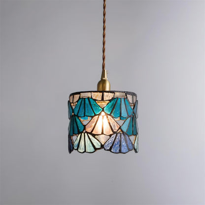 Hanging Ceiling Lamp with Tinted Glass Shade 5.3 Inches for Dining Room, Kitchen Island, Bedroom Decor, Brass Accent Fixture, Adjustable Cor