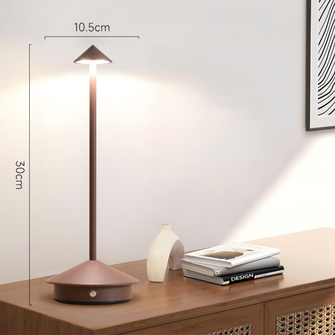 Rechargeable LED Table Lamp with Touch Dimmer for Indoor and Outdoor Use Cordless Battery Powered Desk Light USB Charging Metal Design for B
