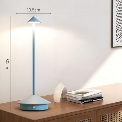 Rechargeable LED Table Lamp with Touch Dimmer for Indoor and Outdoor Use Cordless Battery Powered Desk Light USB Charging Metal Design for B