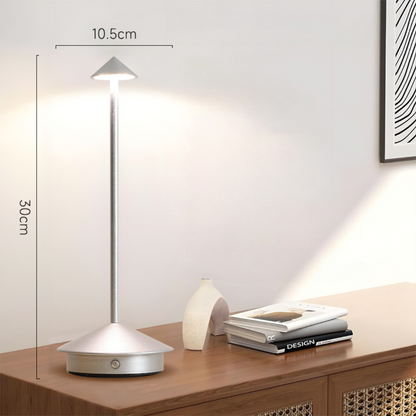 Rechargeable LED Table Lamp with Touch Dimmer for Indoor and Outdoor Use Cordless Battery Powered Desk Light USB Charging Metal Design for B