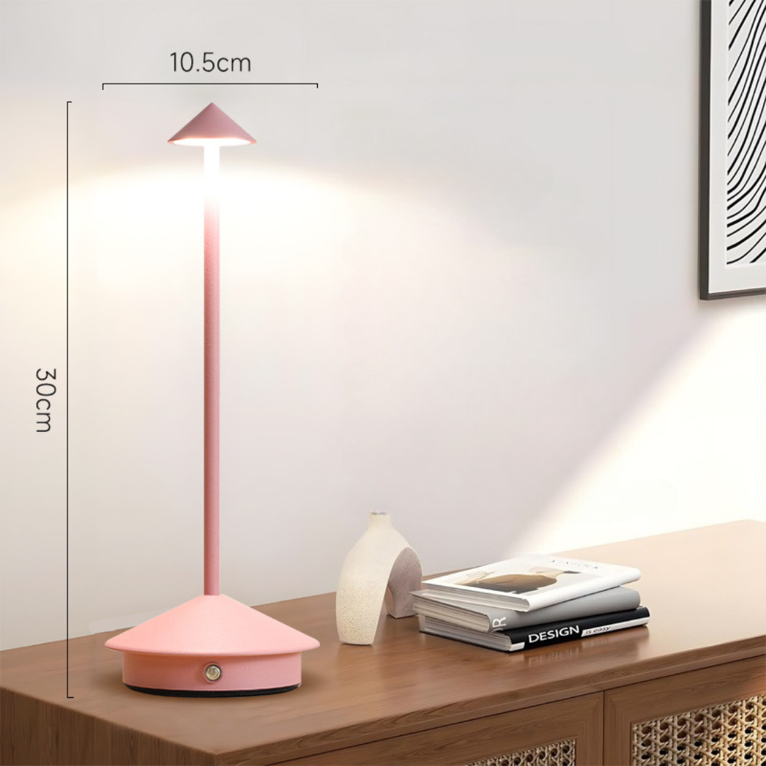 Rechargeable LED Table Lamp with Touch Dimmer for Indoor and Outdoor Use Cordless Battery Powered Desk Light USB Charging Metal Design for B